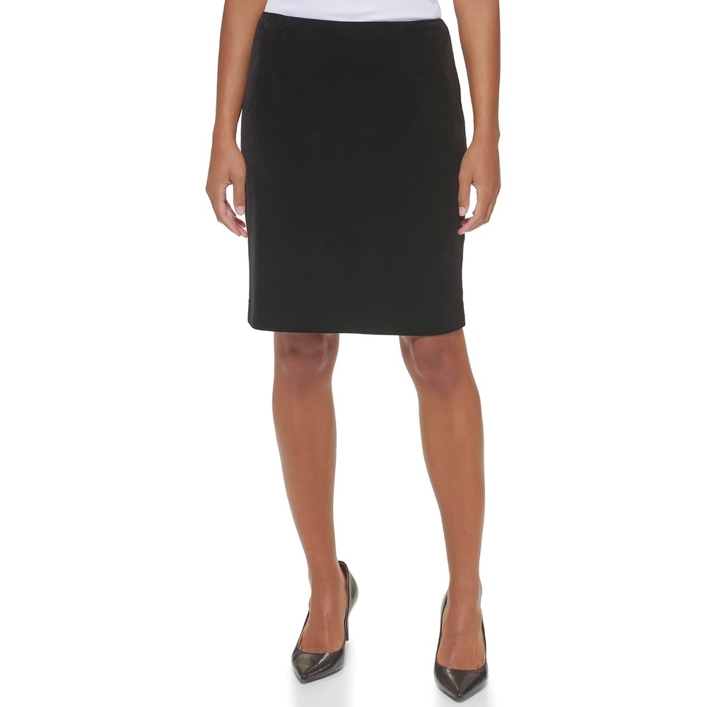 image:imageCalvin Klein Womens Centerback Zipper Velvet Wear to Work Suits SkirtBlack Velvet