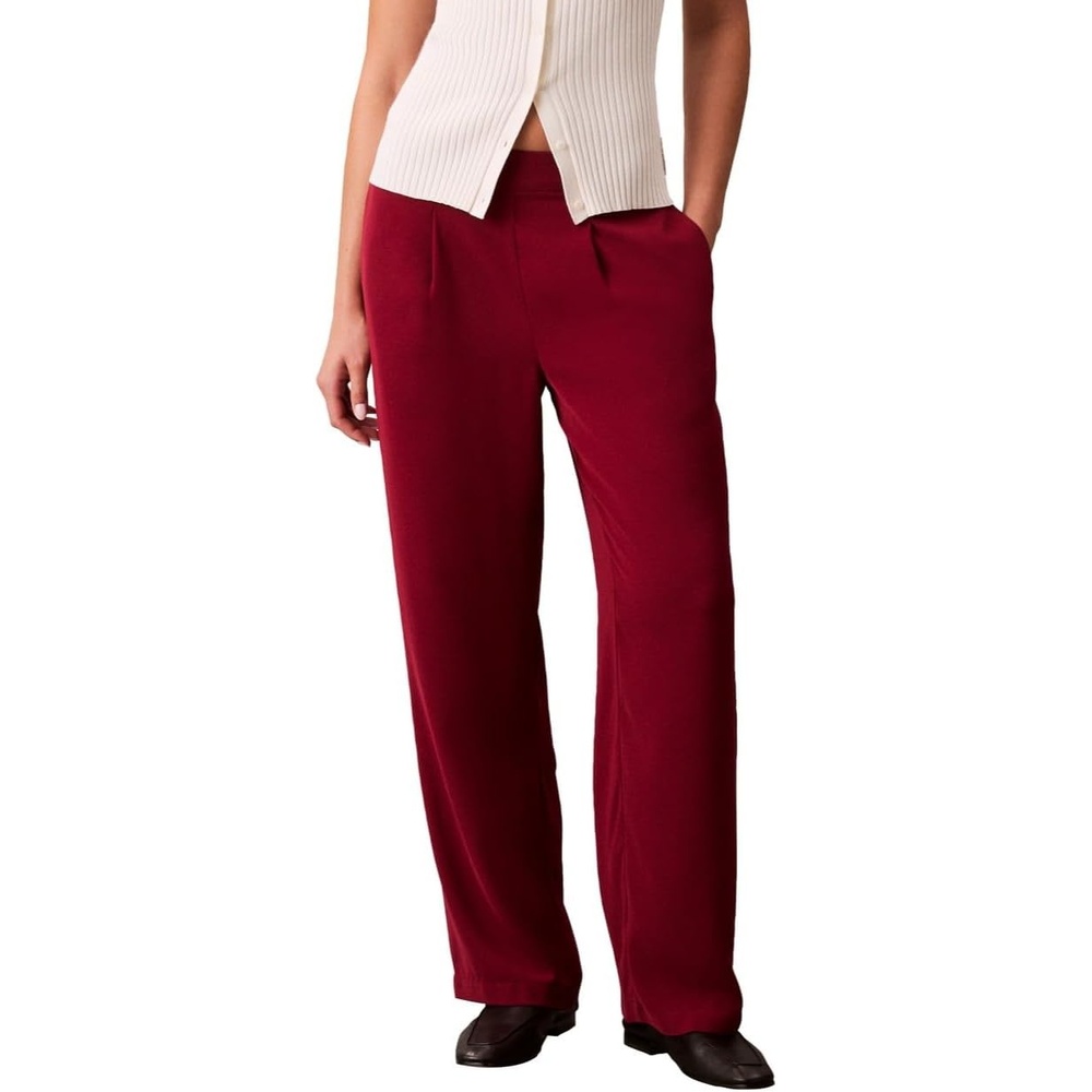 image:imageCalvin Klein Womens Crepe Wide Leg TrouserMagenta Jewel