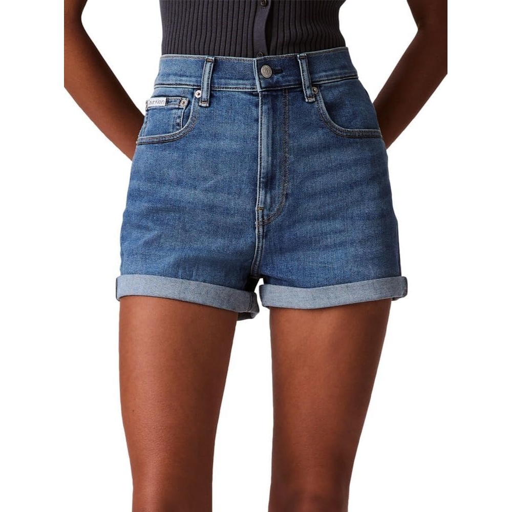 image:imageCalvin Klein Womens High Rise Denim ShortsBlue Jay
