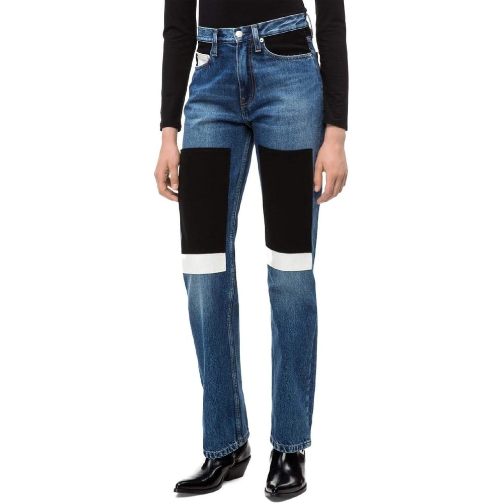 image:imageCalvin Klein Womens High Rise Straight Fit JeansKeeling Patch