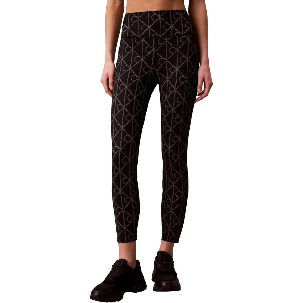 image:imageCalvin Klein Womens Icon Sport Printed High Rise 78 LeggingsDotted Emblem Black Print