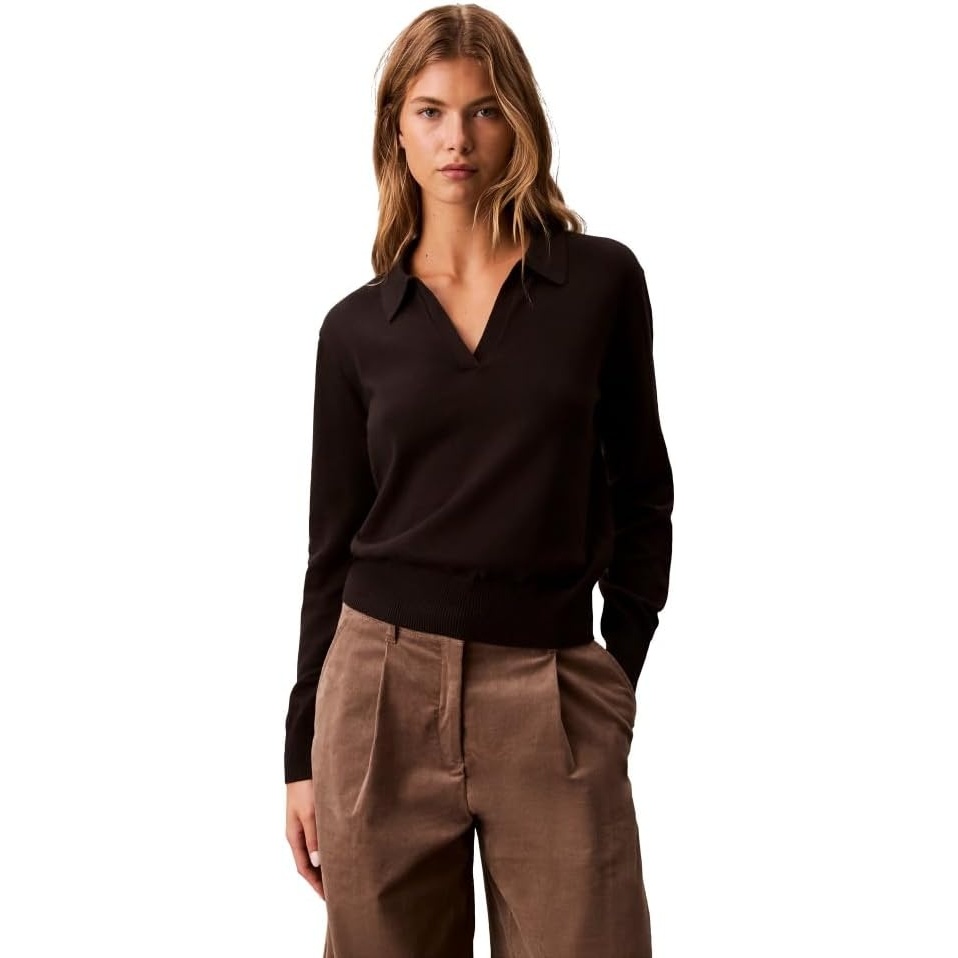 image:imageCalvin Klein Womens Johnny Collar Polo SweaterBlack