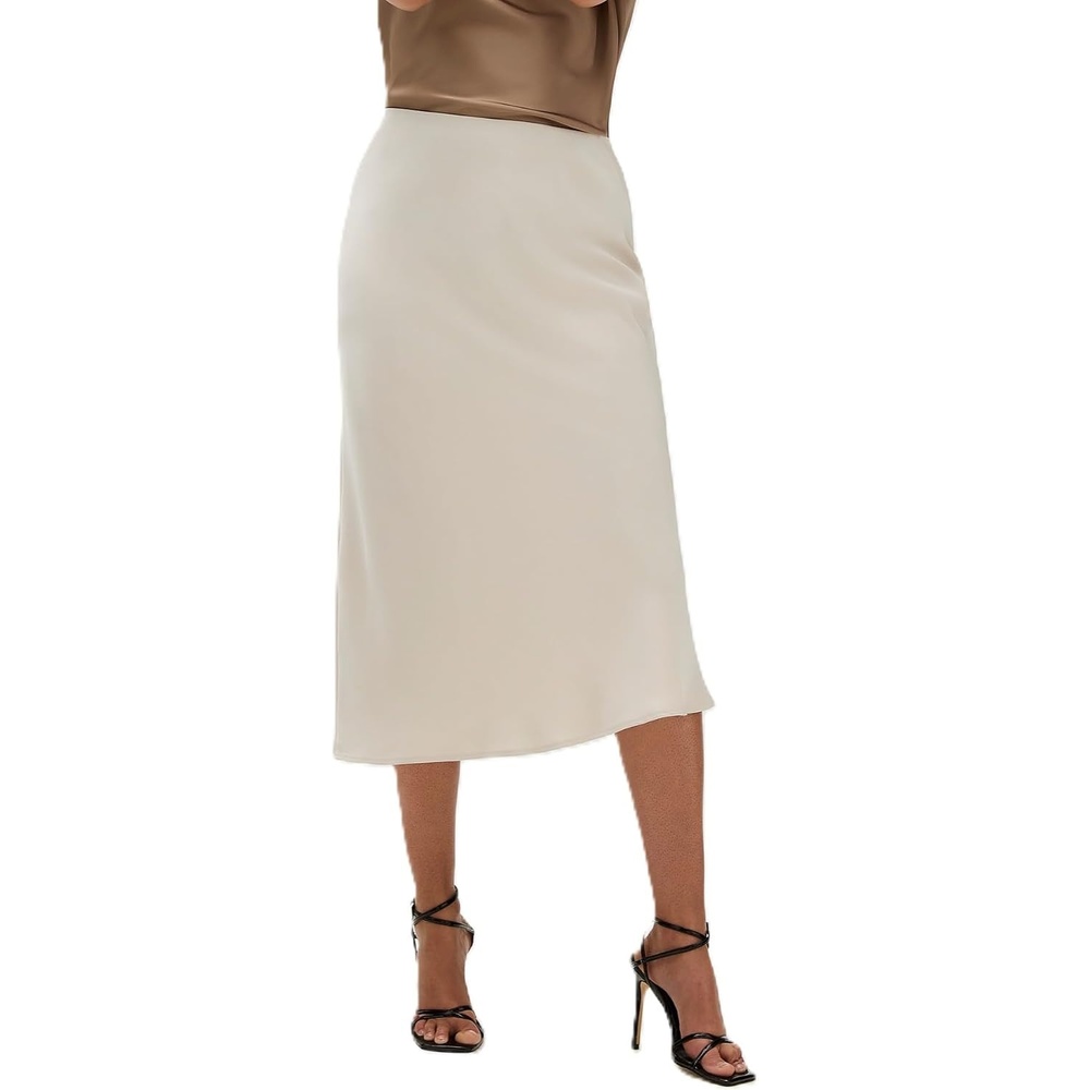 image:imageCalvin Klein Womens Matte Satin Midi SkirtOatmeal