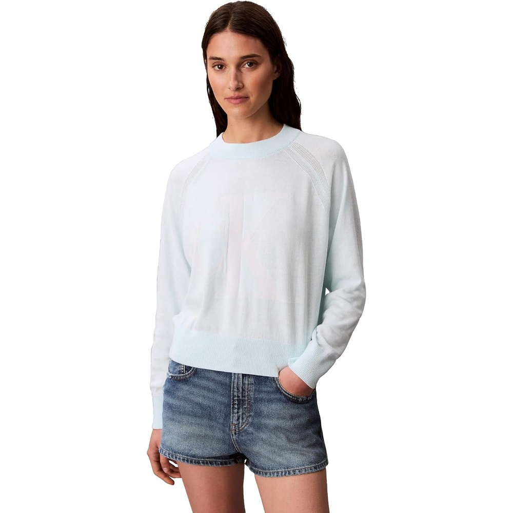 image:imageCalvin Klein Womens Monogram Logo Mockneck SweaterSerenity