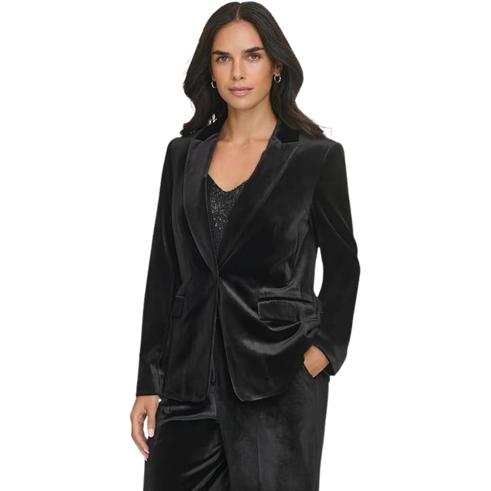 image:imageCalvin Klein Womens One Button Lux BlazerBlack