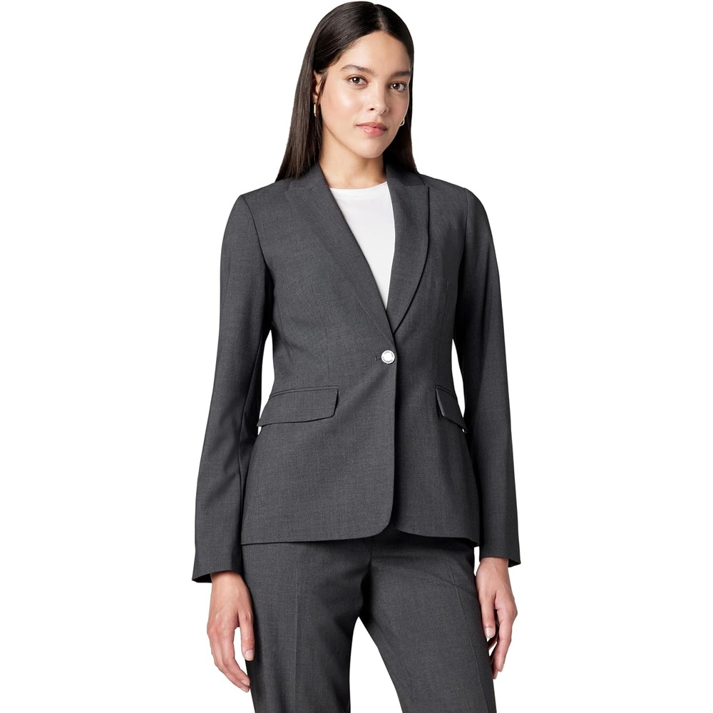 image:imageCalvin Klein Womens One Button Lux BlazerCharcoal