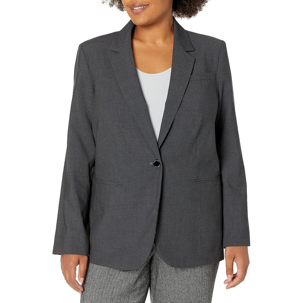 image:imageCalvin Klein Womens One Button Lux BlazerGrey