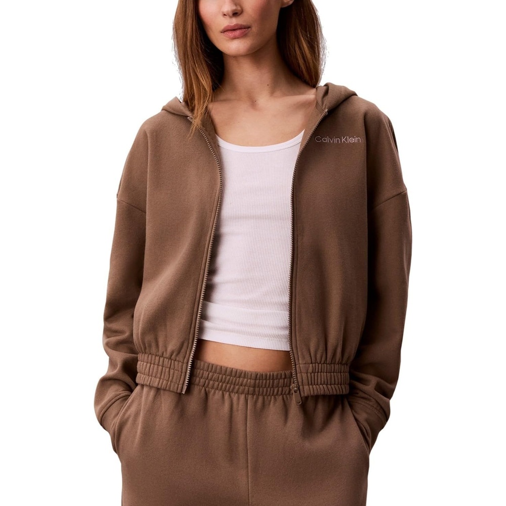 image:imageCalvin Klein Womens Performance Brushed French Terry Zip HoodieShitake