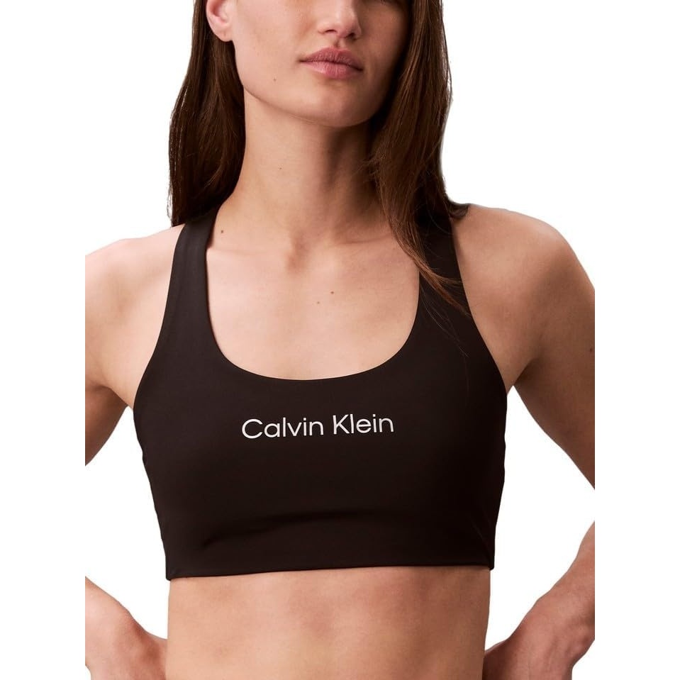 image:imageCalvin Klein Womens Performance Logo Medium Impact Sports BraBlack