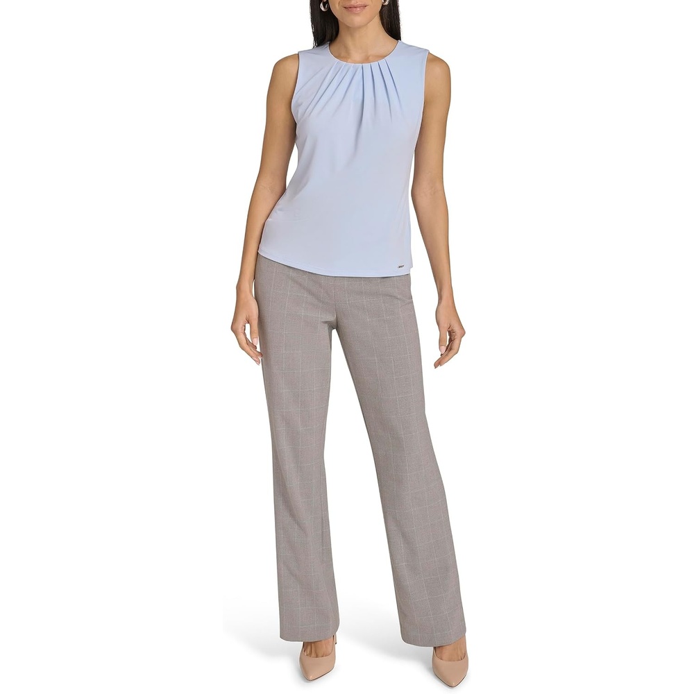image:imageCalvin Klein Womens Pleat Neck Sleeveless BlouseSky