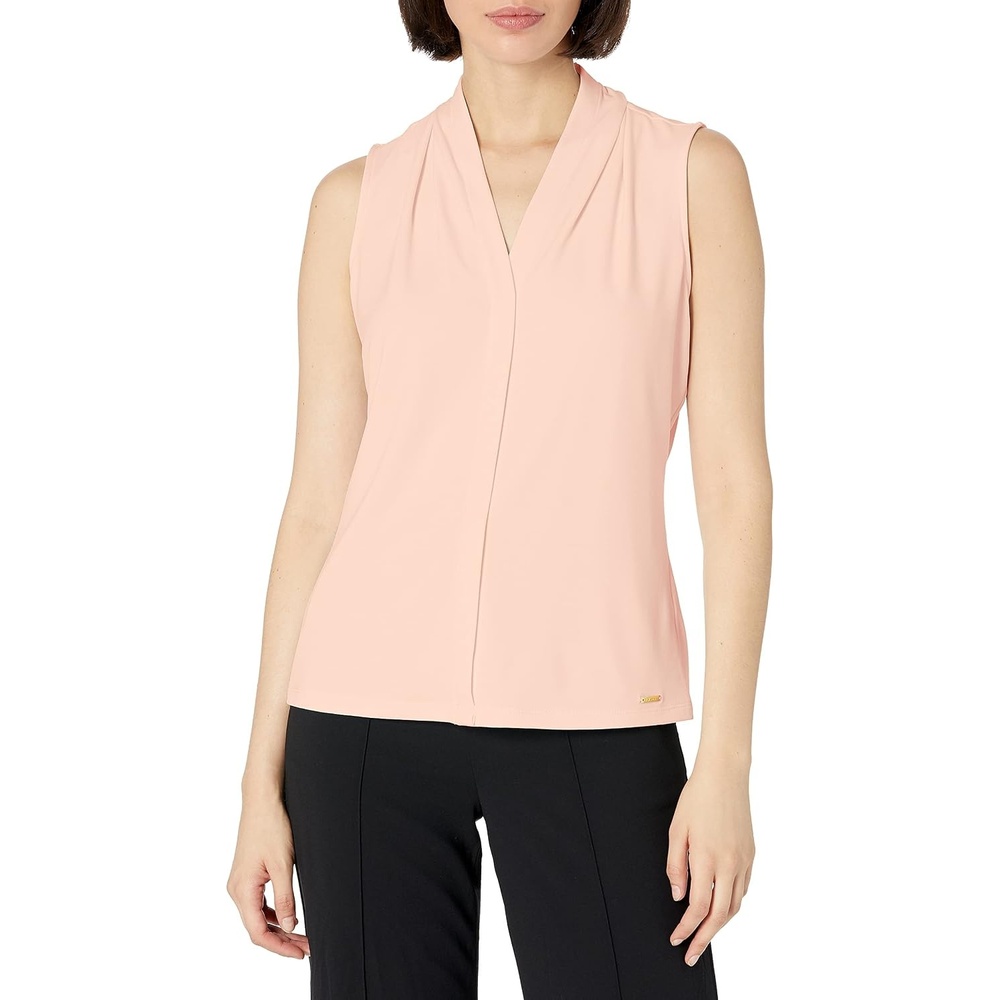 image:imageCalvin Klein Womens Sleeveless VNeck BlouseBlush