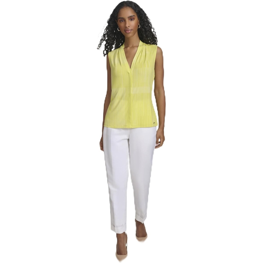 image:imageCalvin Klein Womens Sleeveless VNeck BlousePearWhite