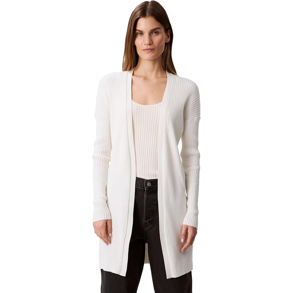 image:imageCalvin Klein Womens Smooth Cotton Rib Sweater DusterTofu