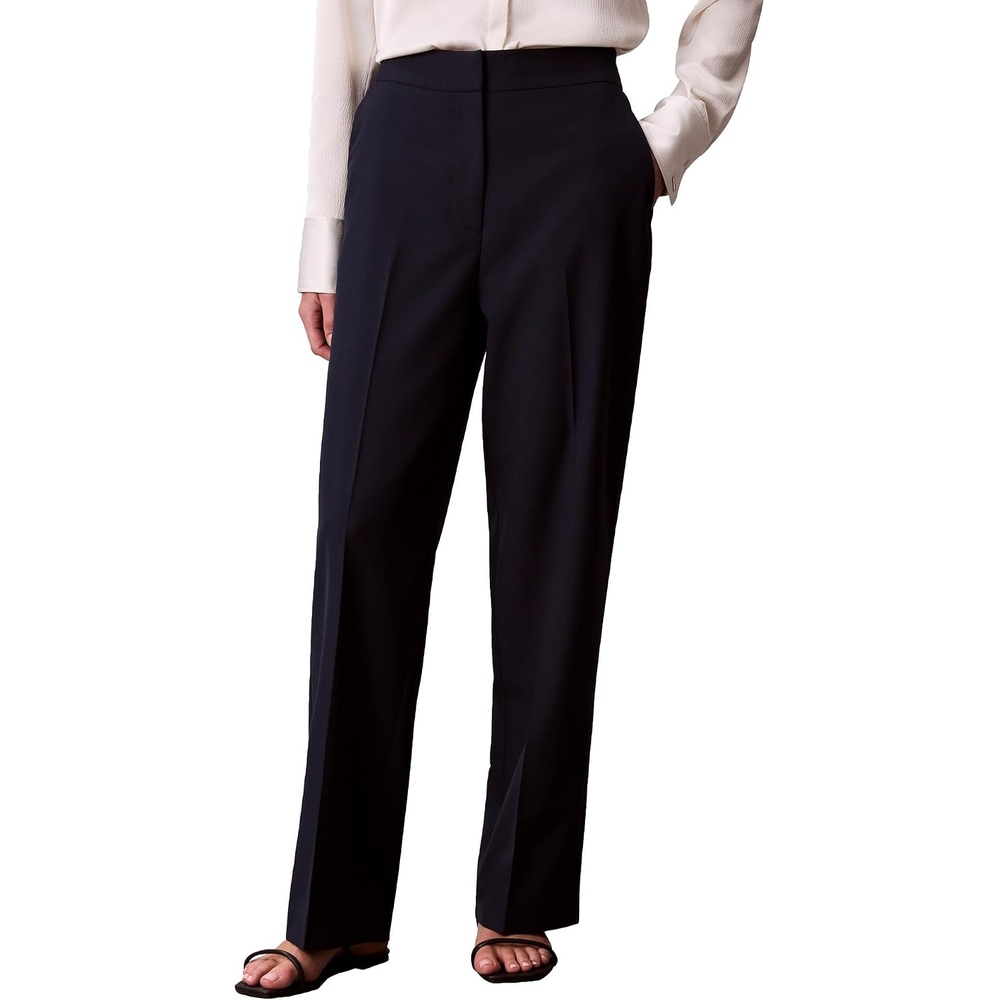 image:imageCalvin Klein Womens Stretch Flannel Slim Straight PantsDark Sapphire