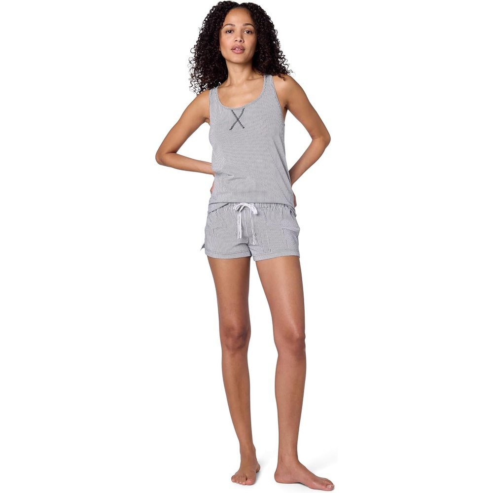 image:imageCalvin Klein Womens Tank Top and Boxer Short Pajama SetDark Navy Seersucker Stripe