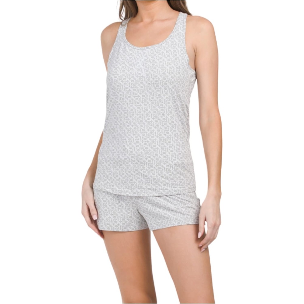 image:imageCalvin Klein Womens Tank Top and Boxer Short Pajama SetGreyqp1026031White