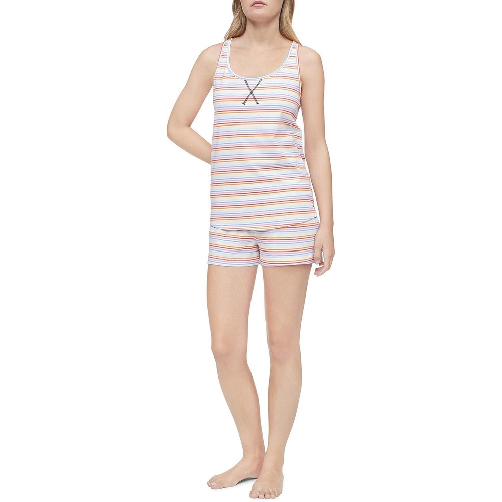 image:imageCalvin Klein Womens Tank Top and Boxer Short Pajama SetPrism White
