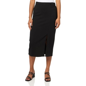 Calvin Klein Womens Centerback Zipper Velvet Wear to Work Suits Skirt(Black Midi)