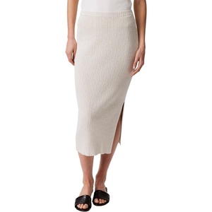 Calvin Klein Women’s Cotton Rib Midi Skirt(Light Grey)