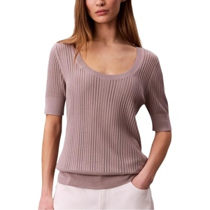 Calvin Klein Women’s Fine Gauge Viscose Pointelle Top(Dusted Fox)