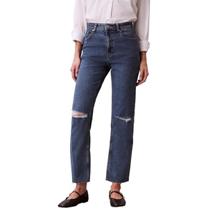 Calvin Klein Women’s High Rise Straight Fit Jeans(Destroyed Sea)