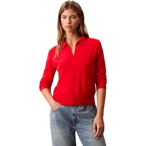 Calvin Klein Womens Johnny Collar Polo Sweater(Adrenaline Rush)