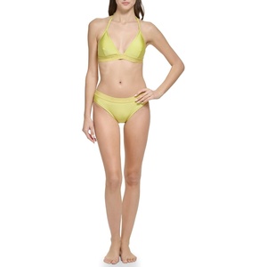 Calvin Klein Women’s Low Waisted Elastic Logo Triangle Bikini Set(Pear Shimmer)