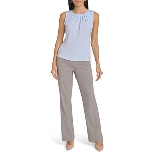 Calvin Klein Women’s Pleat Neck Sleeveless Blouse(Sky)