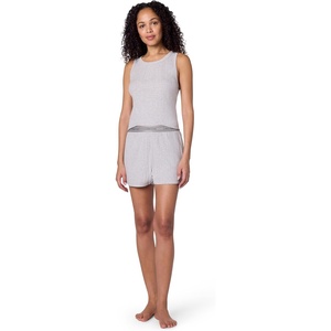 Calvin Klein Women’s Refined Rib Tank Short Set(Grey Heather)