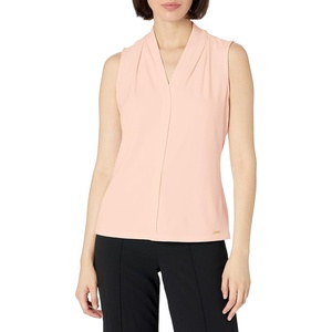 Calvin Klein Women’s Sleeveless V-Neck Blouse(Blush)