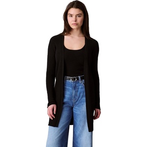 Calvin Klein Women’s Smooth Cotton Rib Sweater Duster(Black)