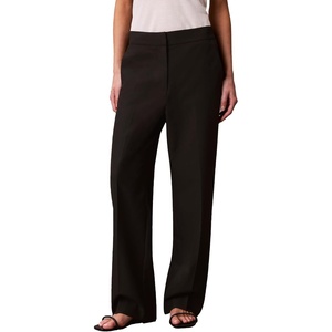 Calvin Klein Women’s Stretch Flannel Slim Straight Pants(Black)