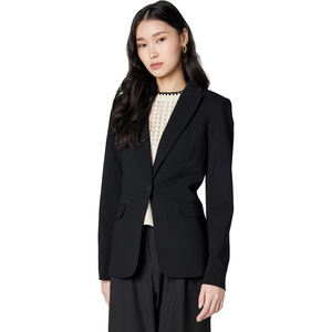 Calvin Klein Women’s Two Button Lux Blazer (Petite, Standard, & Plus)(Black Night)