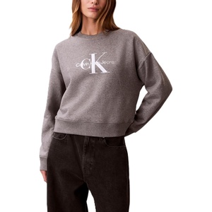 Calvin Klein womens Monogram Logo Crewneck(Grey Heather)