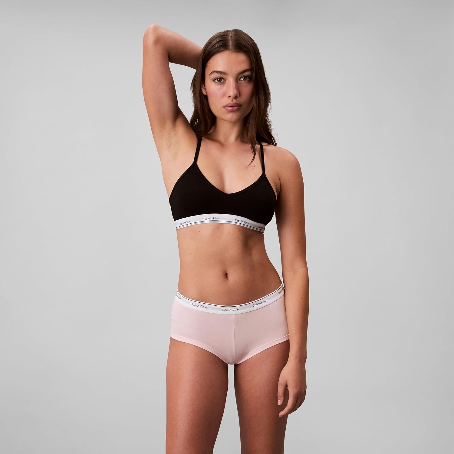 image:imageCalvin Klein Balance Cotton Stretch Boyshort Panties 3 PackBlackGrey HeatherNymphs Thigh