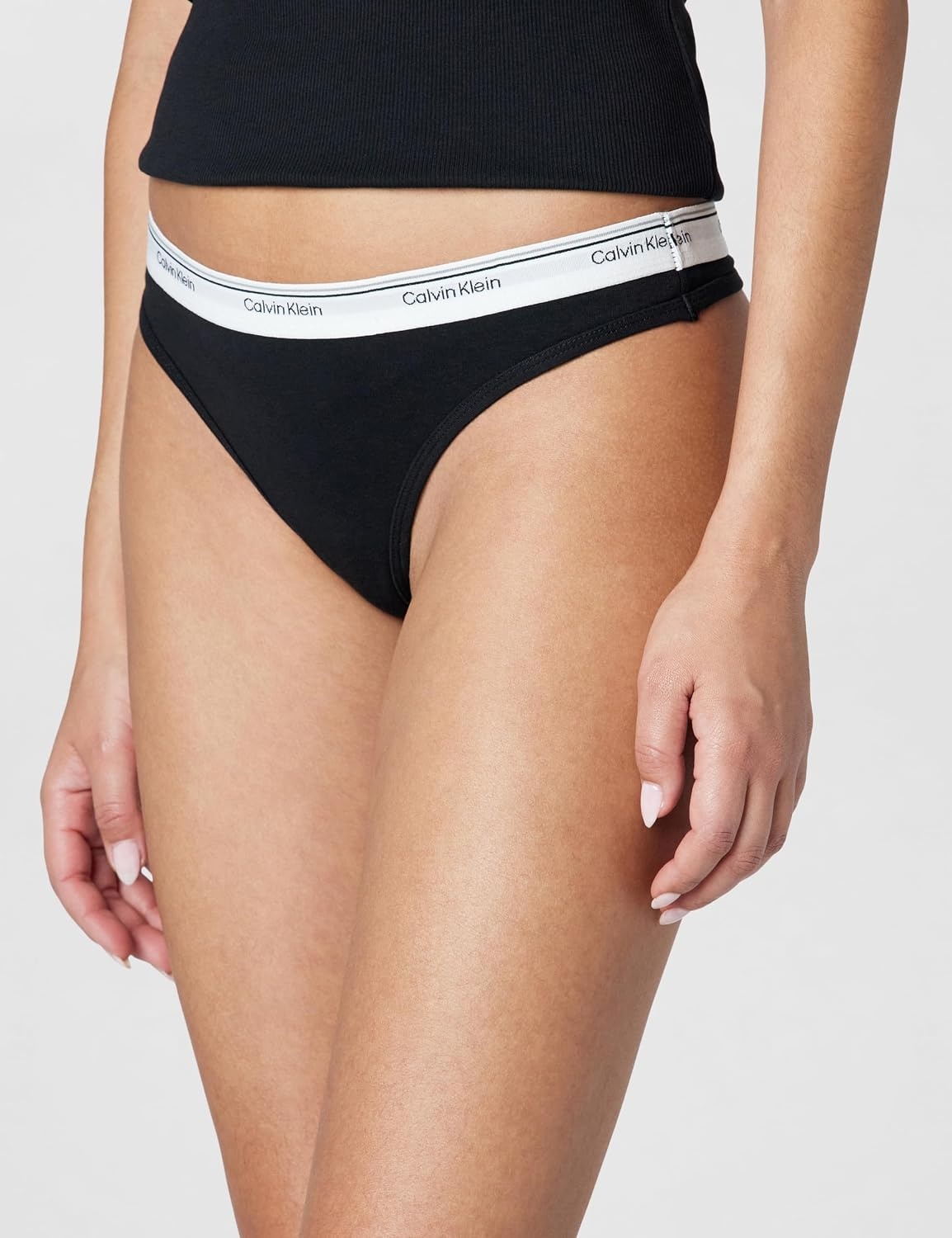 image:imageCalvin Klein Balance Cotton Stretch Thong Panties 3 PackBlackGrey Heather Blue Glass