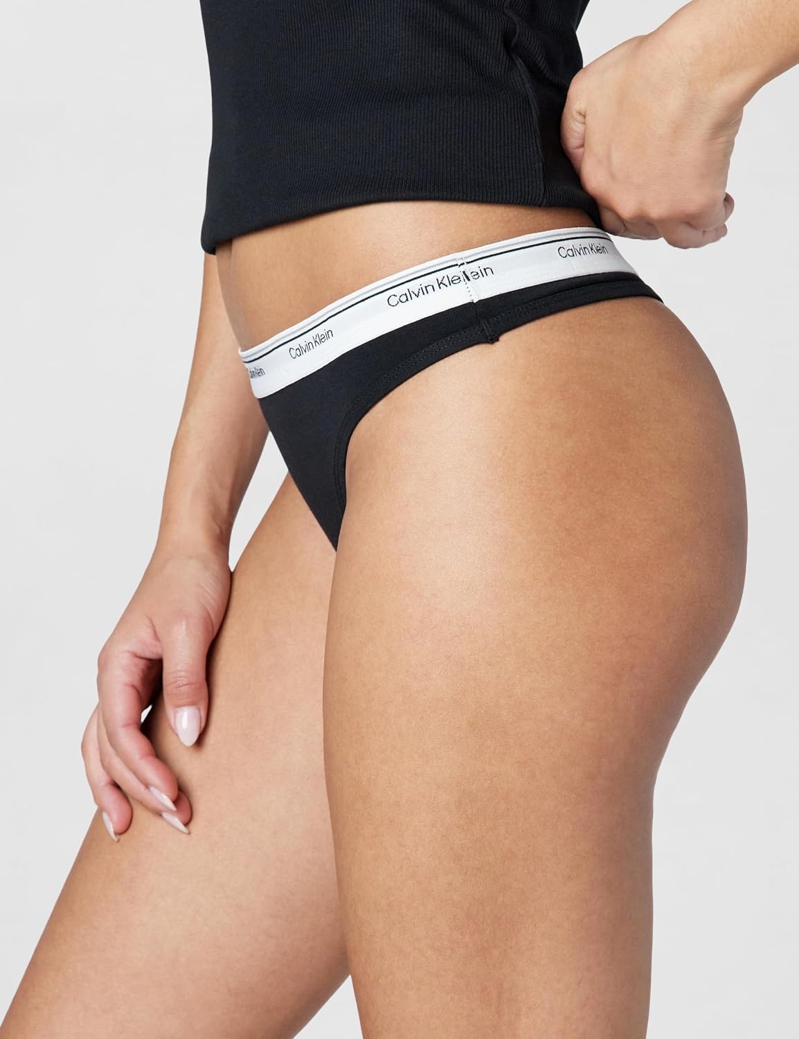 image:imageCalvin Klein Balance Cotton Stretch Thong Panties 3 PackBlackGrey Heather Blue Glass