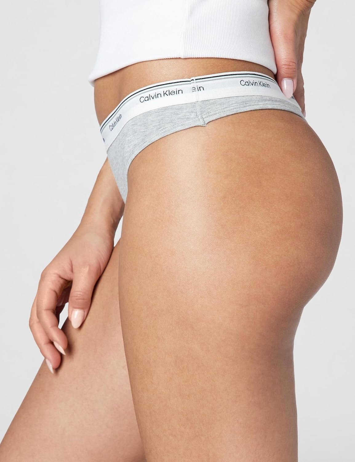 image:imageCalvin Klein Balance Cotton Stretch Thong Panties 3 PackScorched Denim Grey Heather Blue Glass