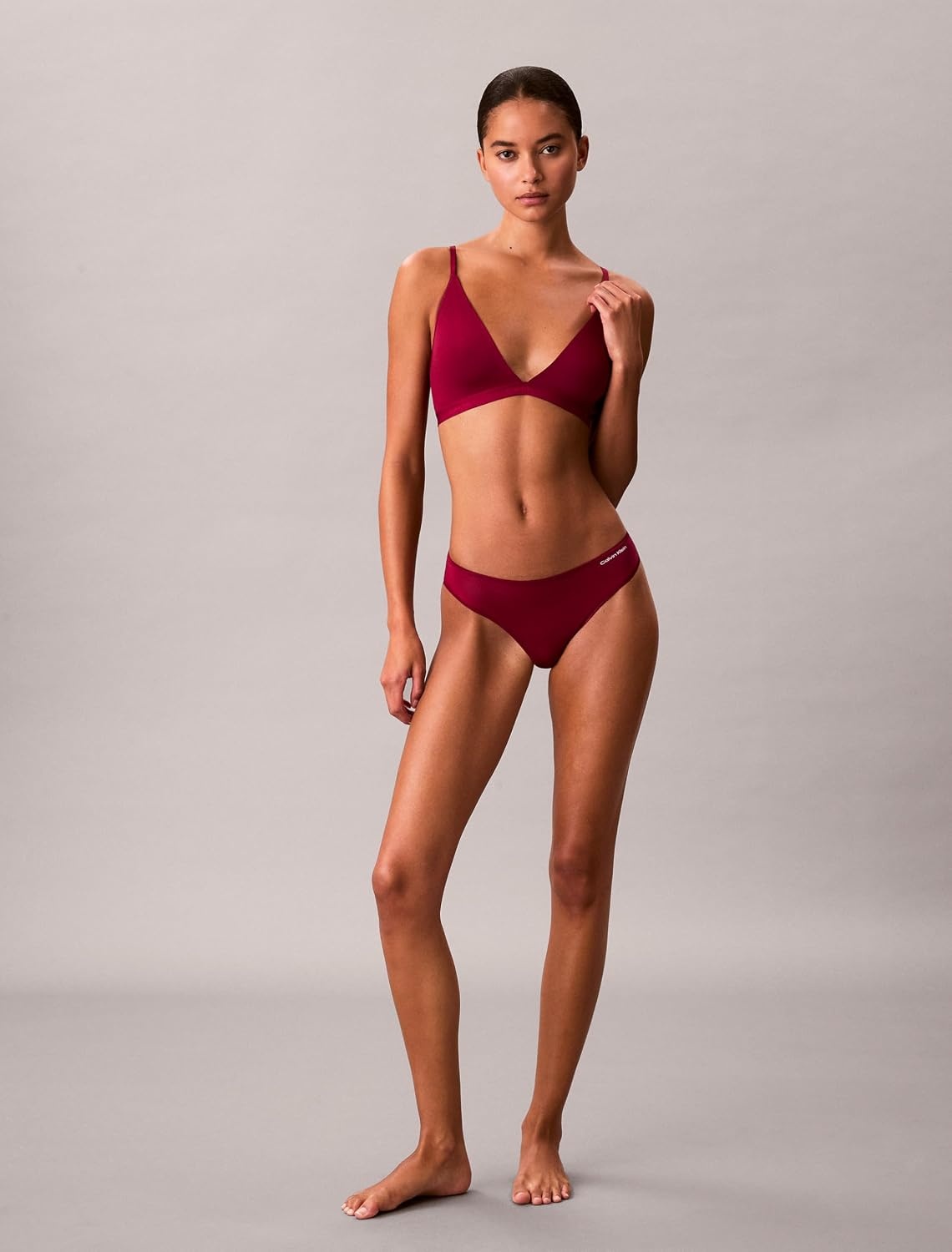 image:imageCalvin Klein Form to Body Lightly Lined Triangle BraletteBeet Red