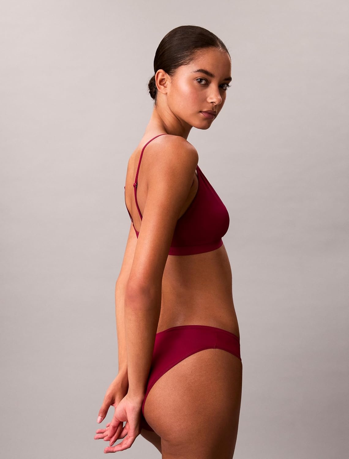 image:imageCalvin Klein Form to Body Lightly Lined Triangle BraletteBeet Red