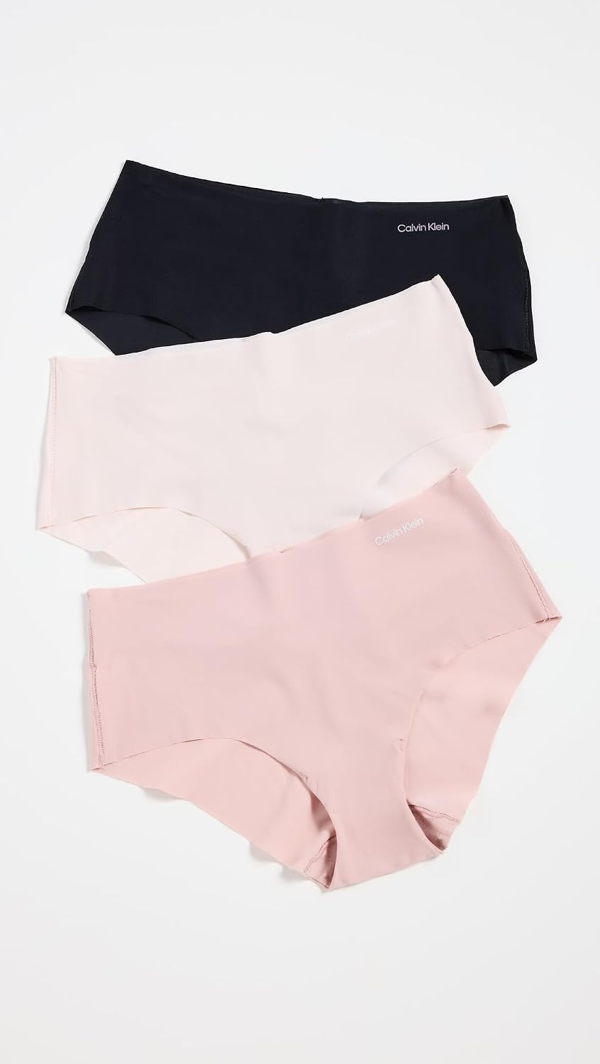 image:imageCalvin Klein Invisibles Hipster Multipack PantyBlack W Smoke Logo Subdued W Ivory Logo Prairie Peach
