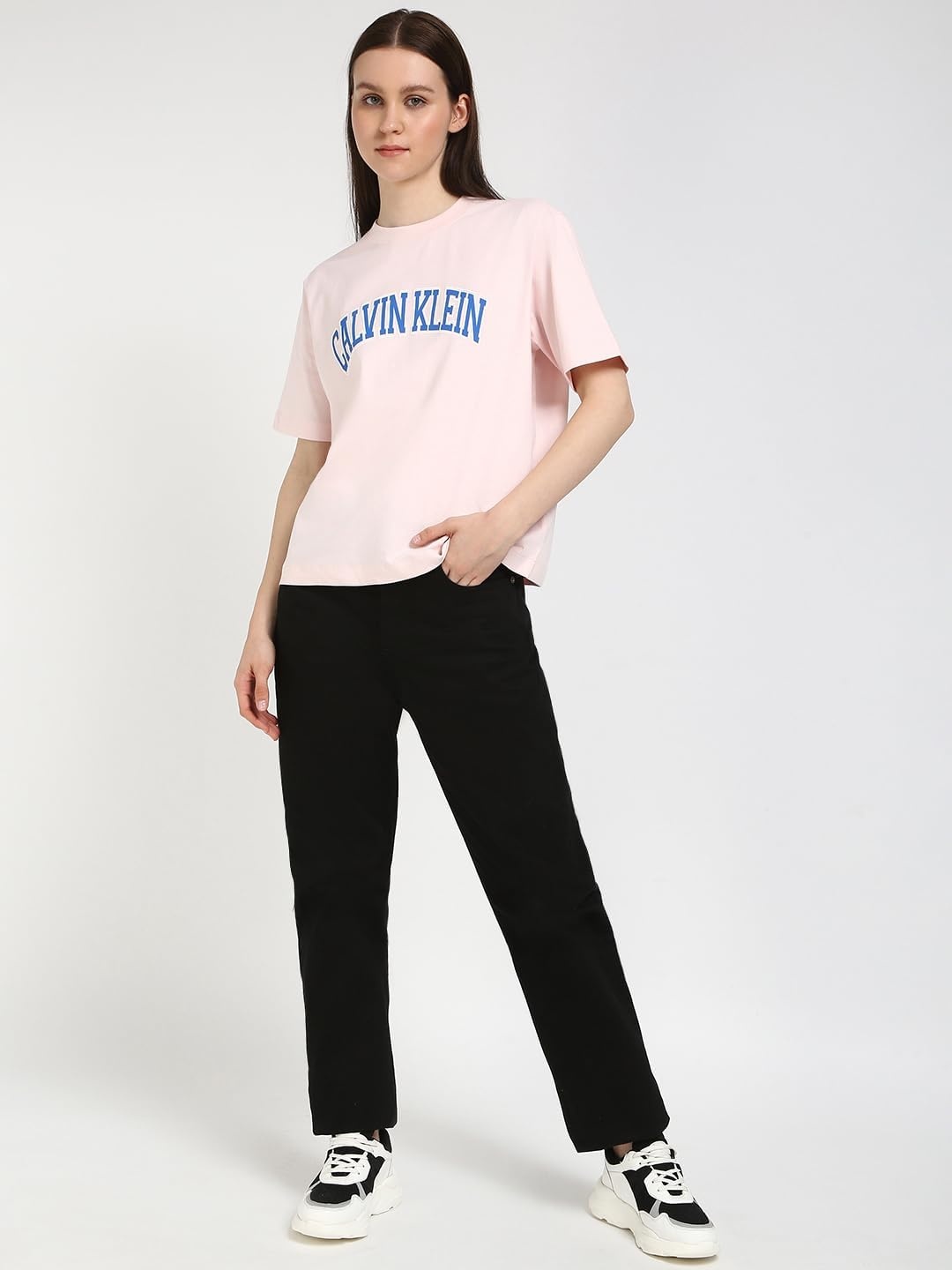 image:imageCalvin Klein Jeans Womens Boxy Varsity TShirtCrystal Pink