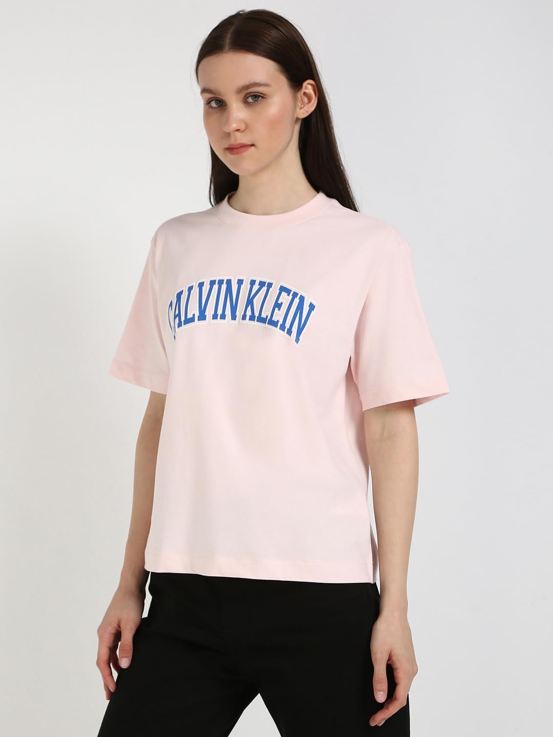 image:imageCalvin Klein Jeans Womens Boxy Varsity TShirtCrystal Pink