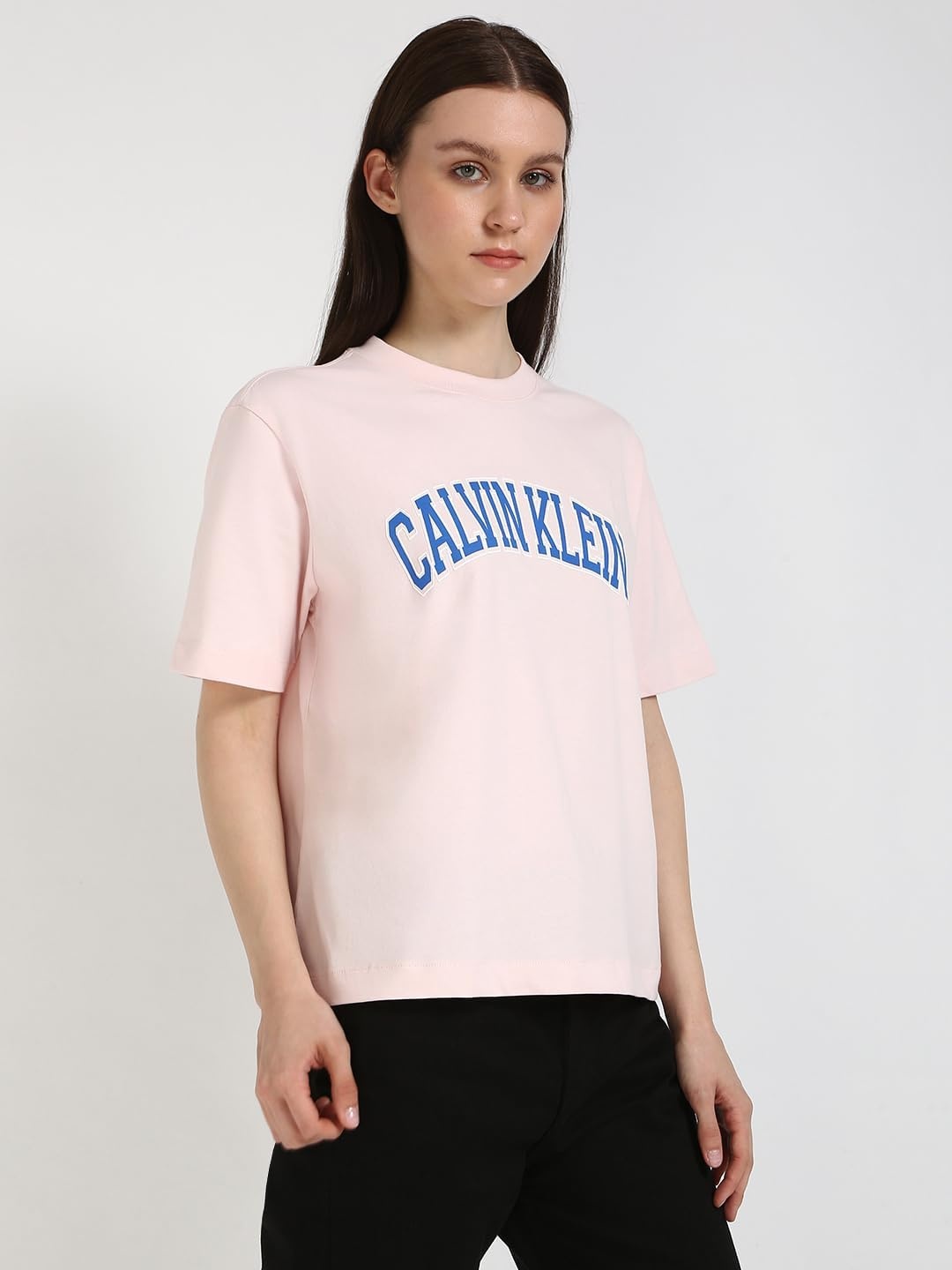 image:imageCalvin Klein Jeans Womens Boxy Varsity TShirtCrystal Pink
