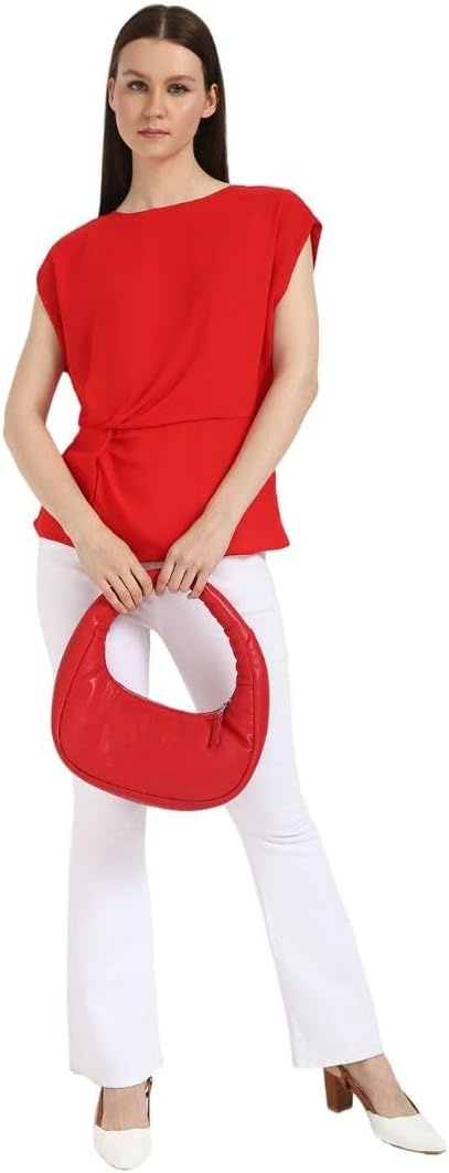 image:imageCalvin Klein Jeans Womens Chiffon Twist Front BlouseGoji Berry