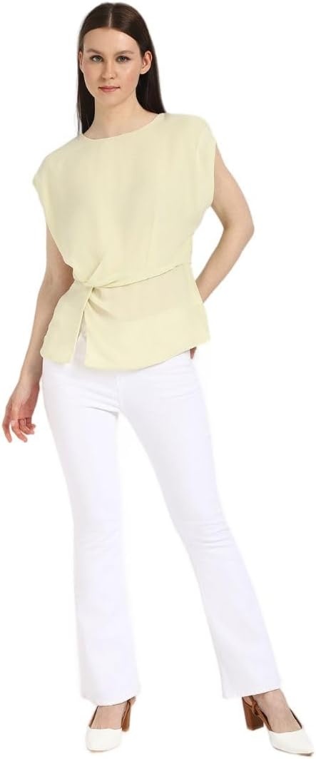 image:imageCalvin Klein Jeans Womens Chiffon Twist Front BlouseHay
