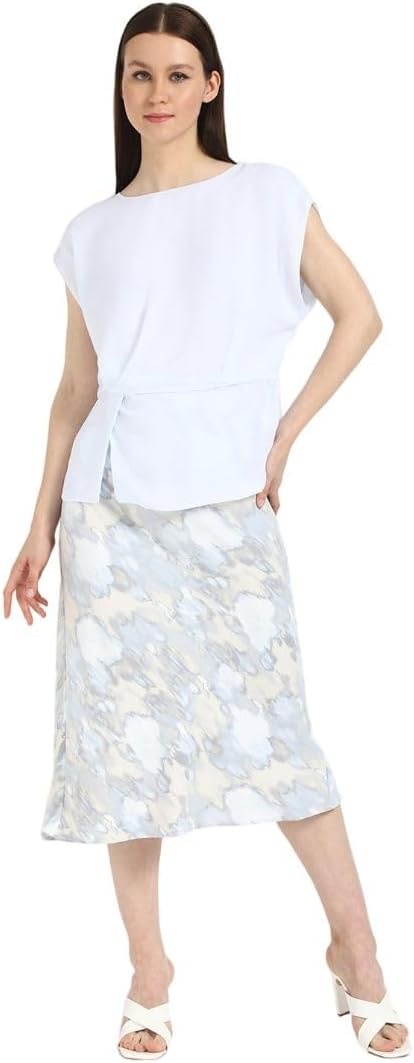 image:imageCalvin Klein Jeans Womens Chiffon Twist Front BlouseIce Melt