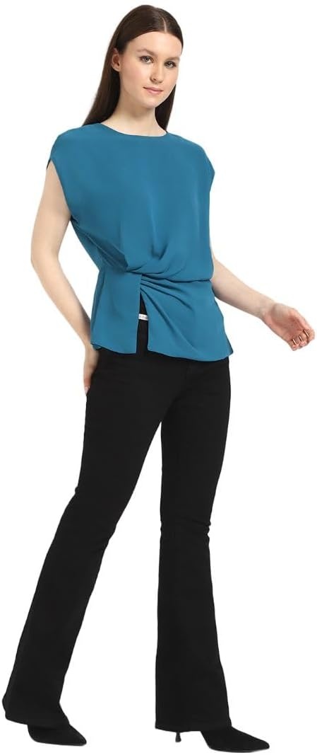 image:imageCalvin Klein Jeans Womens Chiffon Twist Front BlouseInk Blue