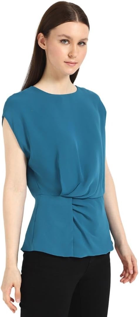 image:imageCalvin Klein Jeans Womens Chiffon Twist Front BlouseInk Blue
