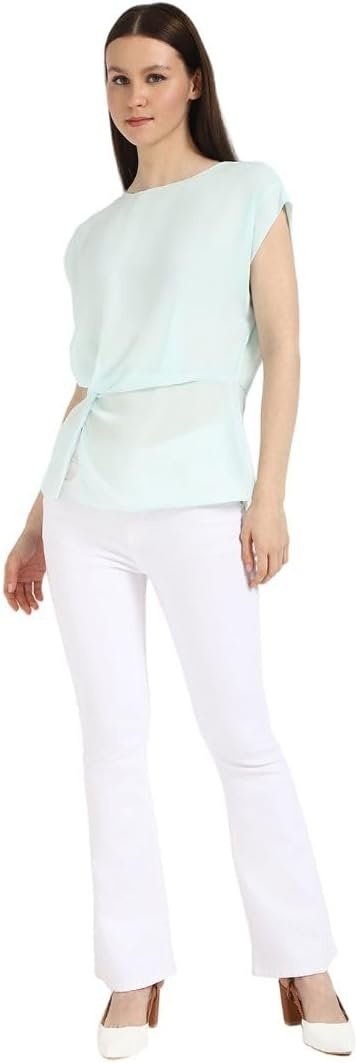 image:imageCalvin Klein Jeans Womens Chiffon Twist Front BlouseMoonlight Jade